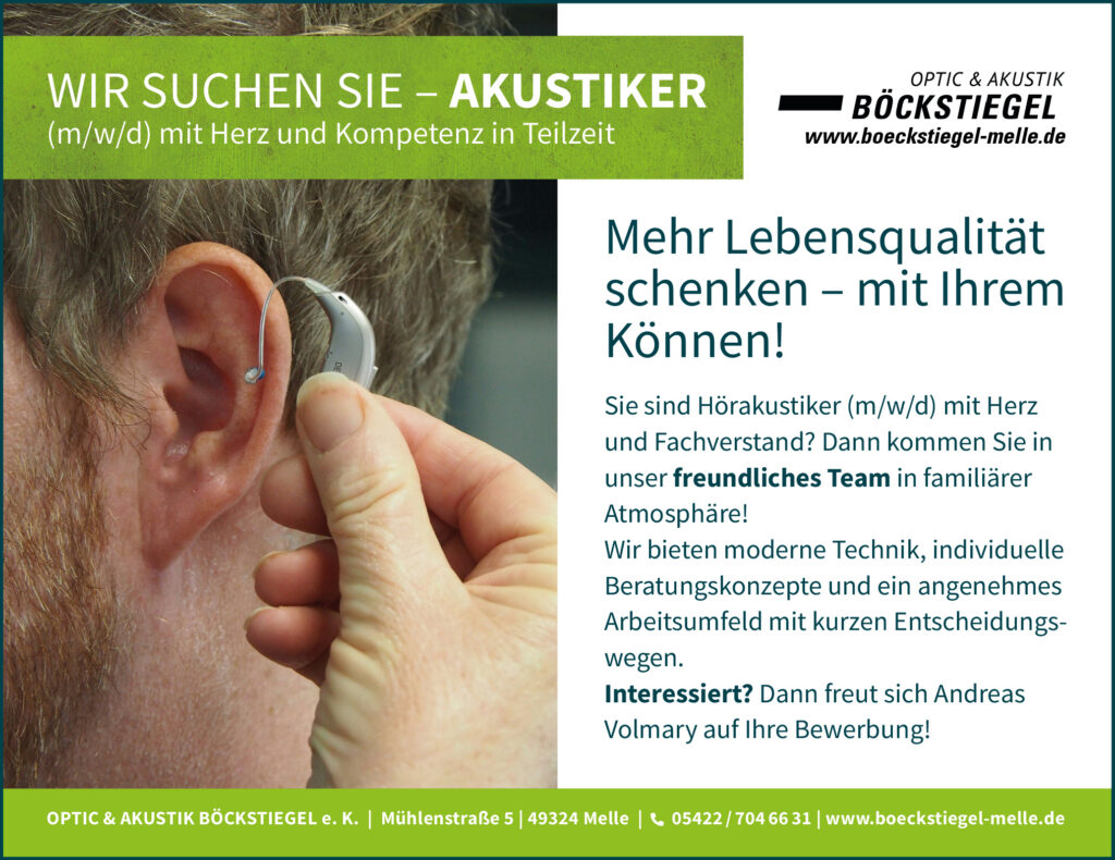 Stellenanzeige Hörakustiker in Teilzeit gesucht